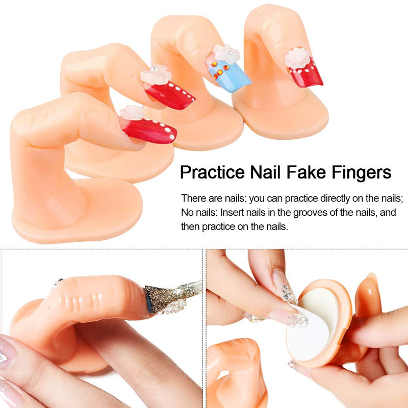 EBANKU 10pcs Practice Fingers Training, 2 Styles Nail Manicure Training Fingers Nail Practice Fingers Model, for Acrylic Gel Nail Art DIY Display Decoration Half with fingernails - BeesActive Australia