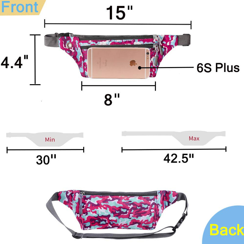 Melveiry Slim Running Belt Waist Bag Fanny Packs for Men Women - Ultra Light Close-Fitting Pouch Water Resistant Universal Phone Holder for Running Walking Exercise Workout Gym Hiking Jogging Fitness Camouflage-Red - BeesActive Australia