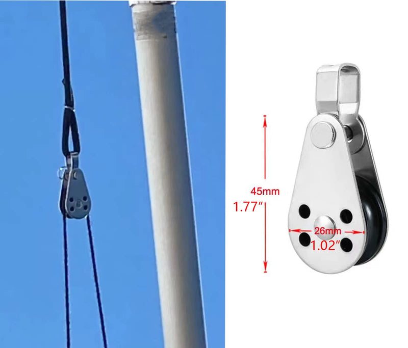 Lsahyong 316 Stainless Steel Nylon Marine Pulley,Pulley Blocks Rope Runner Kayak Boat Accessories,Suitable for 0.08" to 0.32" Ropes - BeesActive Australia