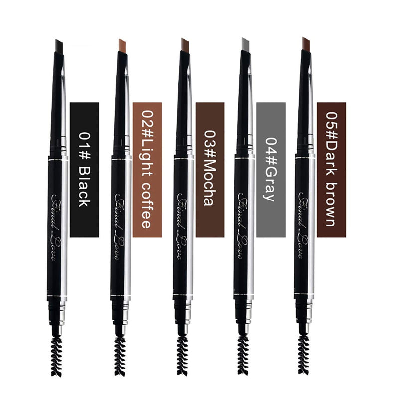 Eyebrow Pencil with Brow Brush，Waterproof and Retractable Makeup Brow Liner,Brow Defining Kir for Girls and Women, 1 Pen 5 Color Optional - BeesActive Australia