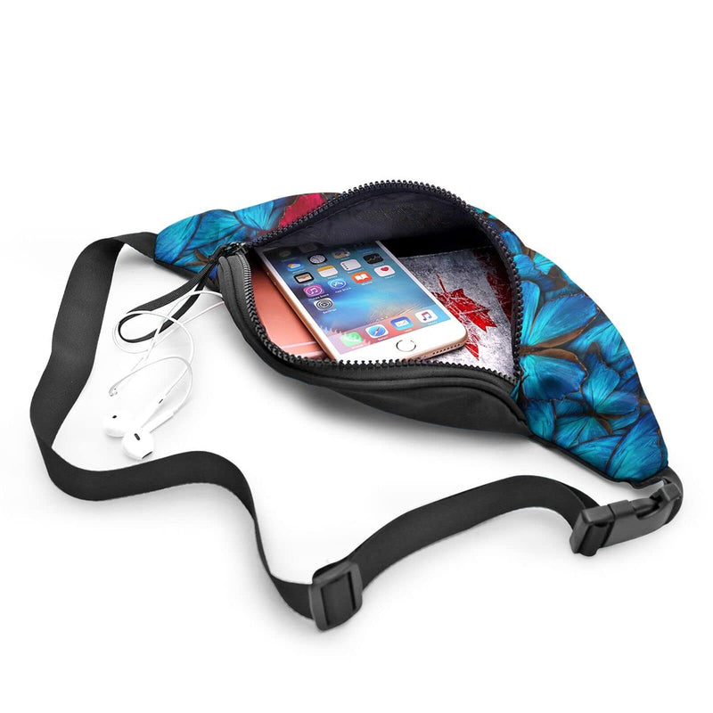 Watercolorful Butterfies Fanny Pack For Men Women,With Adjustable Zipper Lightweight Strap Waist Pack For Casual Running Hiking Watercolorful Butterfies - BeesActive Australia