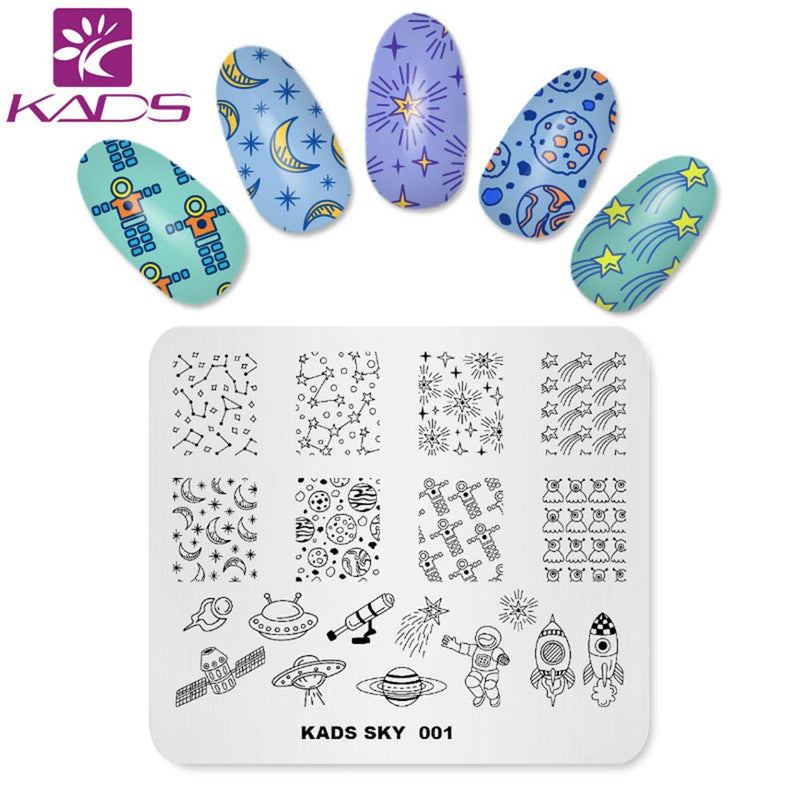 KADS Nail Art Stamp Plate Night Sky Series Nail stamping plate Template Image Plate Nail Art DIY Decoration Tool - BeesActive Australia