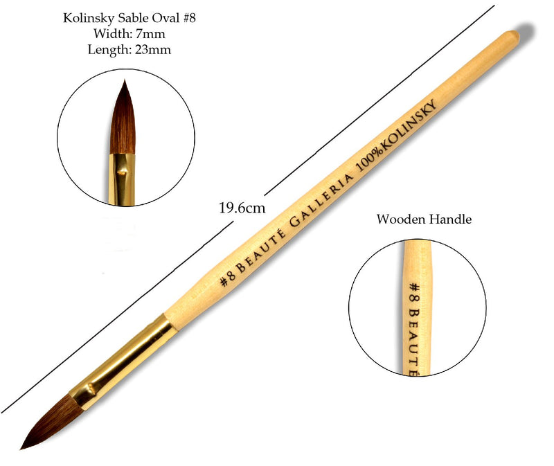 Beaute Galleria 3 Pieces Kolinsky Sable Oval Acrylic Nail Art Brush Set, Manicure Detail Painting Nail Art Pen (Size 4, 8, 10) - BeesActive Australia