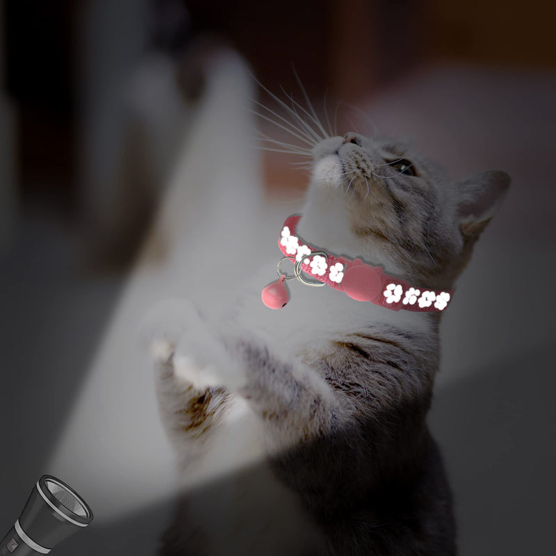 BANMODER 2 Pack Reflective Cat Collar Breakaway with Bell,Personalized Kitten Collars,Adjustable Safety Buckle Collar for Male Cats Girls & Boys Pink - BeesActive Australia