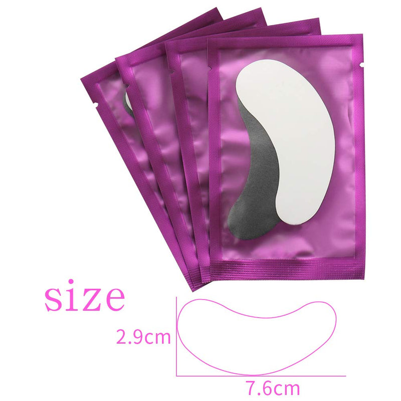 100 Pairs Set Under Eye Pads Disposable Eye Gel Patches for Eyelash Extensions Tool Kit, Purple Bag/Black Film - BeesActive Australia