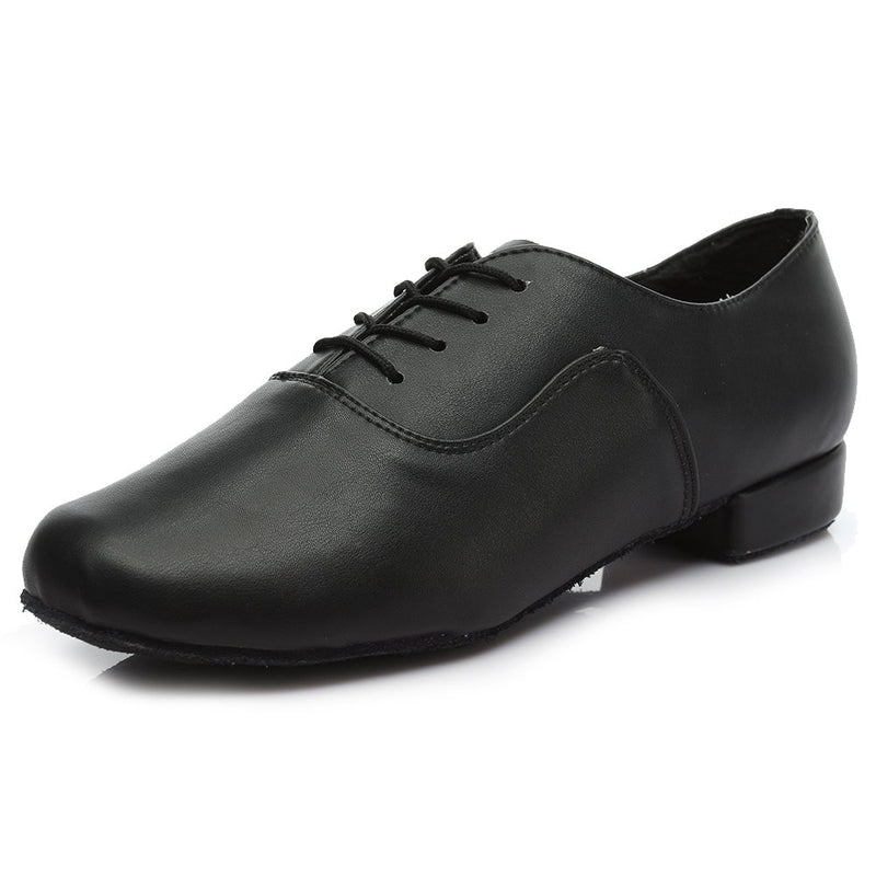 [AUSTRALIA] - DKZSYIM Men’s Classic Lace-up Leather Dance Shoes Rubber Sole Latin Modern Dancing Shoes,Model WQL 10 Black 