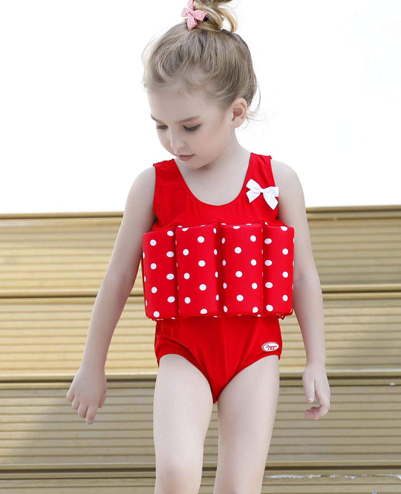 Kids Girls Floatation Swimsuit with Adjustable Buoyancy 1-10 Years Kids Floatsuit Swim Vest One Piece Swimwear Bathing Suit Red Height:35.4''-39.4''/Weight:26.4lb-33lb - BeesActive Australia