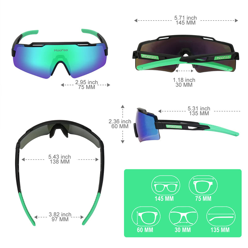 MooFee Cycling Glasses Sports Polarized Sunglasses For Men Women Riding Fishing Golf Baseball Running Glasses 724-b Green - BeesActive Australia