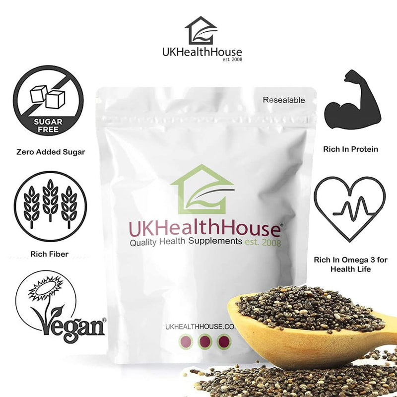Certified Organic Chia Seeds - All Natural - Omega 3 & Fiber - Weight Loss (1kg) 1kg - BeesActive Australia