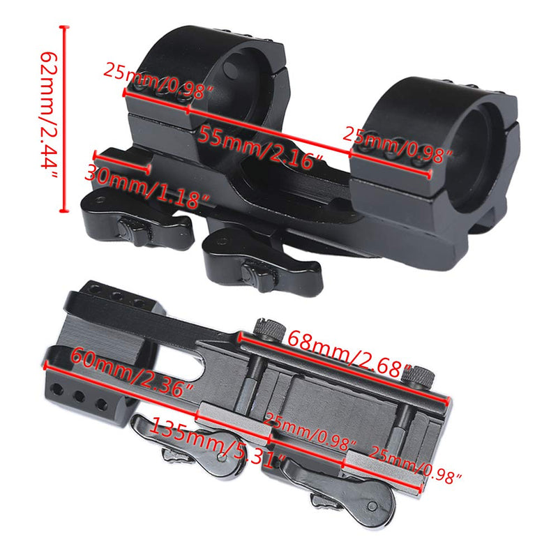 Thorn 30mm / 1 inch Quick Release Cantilever Picatinny Scope Mount QD Lock - BeesActive Australia