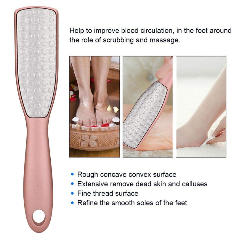 Foot Rasp, Stainless Steel Double Sided Foot File Foot Horny Remover Feet Scrubber Suitable for Female Male Removing Hard Cracked Skin(Rose gold) Rose gold - BeesActive Australia