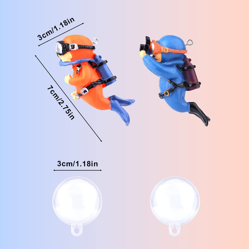 TOYMIS 2 Pack Fish Tank Decorations, Cute Little Diver Aquarium Decoration Fish Tank Aquarium Diver Ornament Floating Aquarium Accessories (Orange, Blue) - BeesActive Australia
