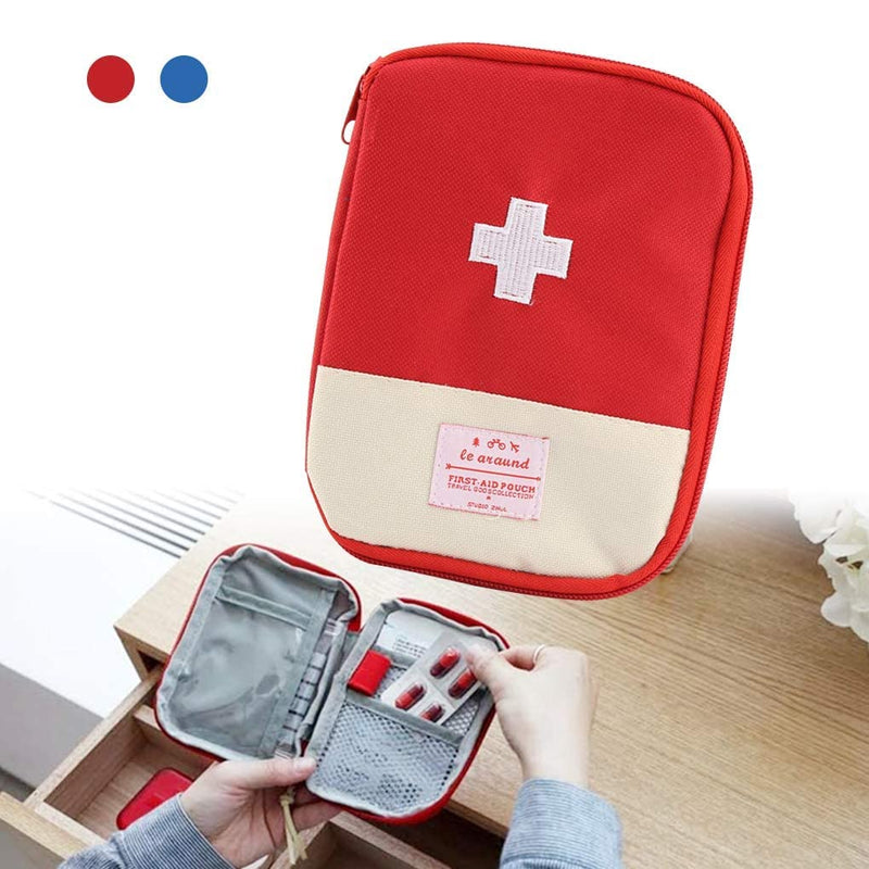 Travel Mini First Aid Pouch, Portable Mini First Aid Kit Storage Bag for Medicine Boxes WishLotus Medical Kits Empty Bag for Sports Camping Hiking Outdoor Activities Emergency (Red),6.5x5.1x0.6in Red - BeesActive Australia