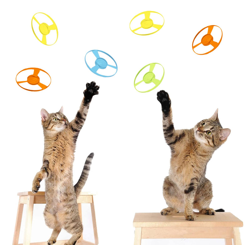15 Pieces Cat Fetch Toy with Colorful Flying Propellers Set, Cat Playing Tracking Interactive Toys for Kitten Chasing Training Hunting - BeesActive Australia