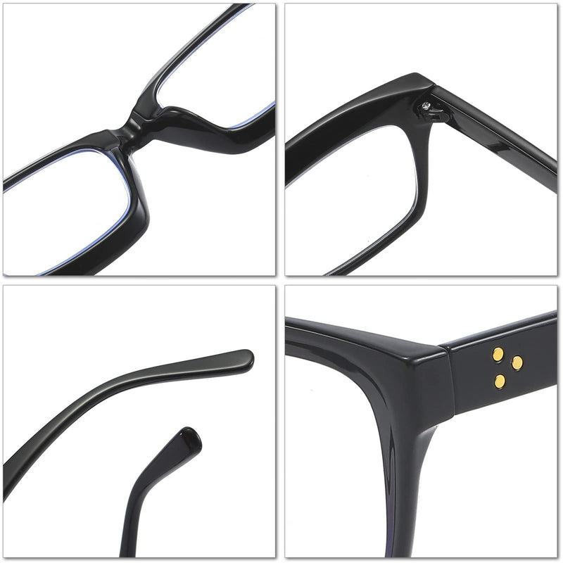 MMOWW 3-Pack Oversized Reading Glasses for Women - Anti Blue Light Glasses with Square Frame +2.0 Black+blue+leopard 2.0 x - BeesActive Australia