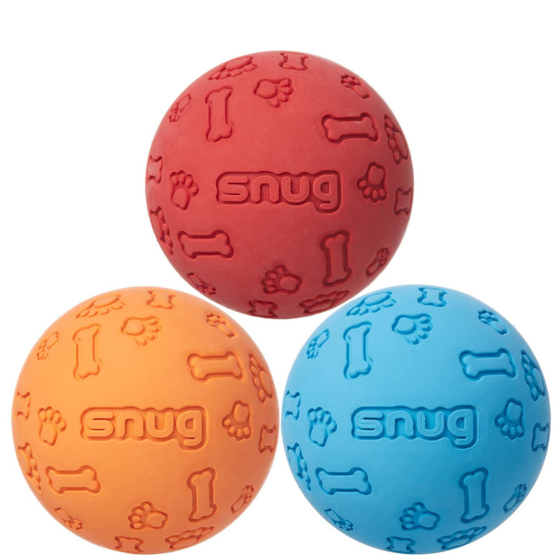 Snug Rubber Dog Balls for Small and Medium Dogs - Tennis Ball Size - Virtually Indestructible (3 Pack) Classic - BeesActive Australia