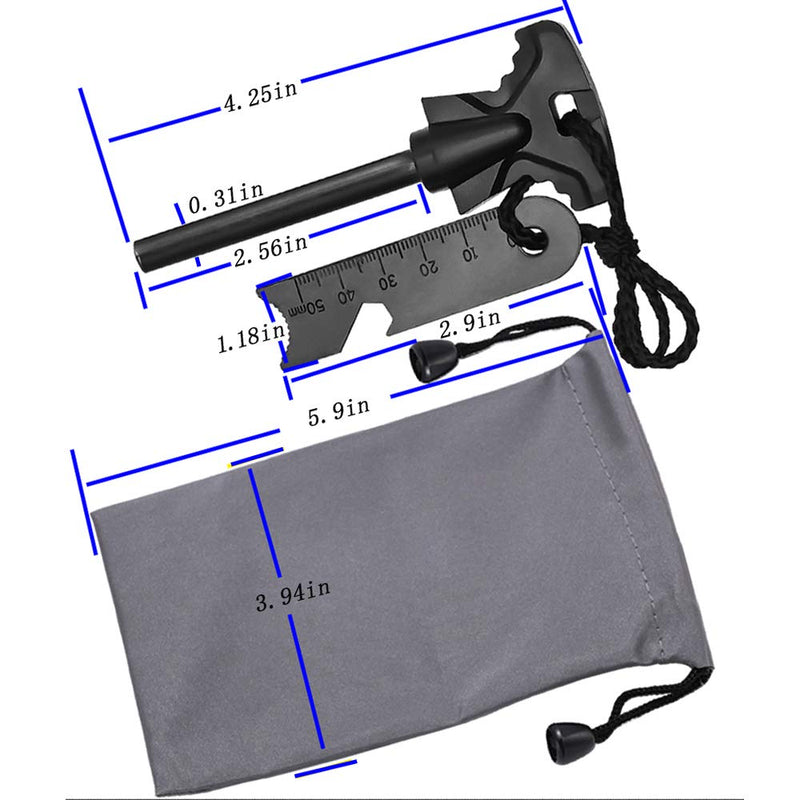 4.25 Inch Flint Fire Starter, Survival Ferro Rods Starter with Easy Grip Handle and Multifunction Striker, Waterproof Flint Fire Can be Struck 15000 Times for Camping, Hiking (Pack of 2) (E) - BeesActive Australia