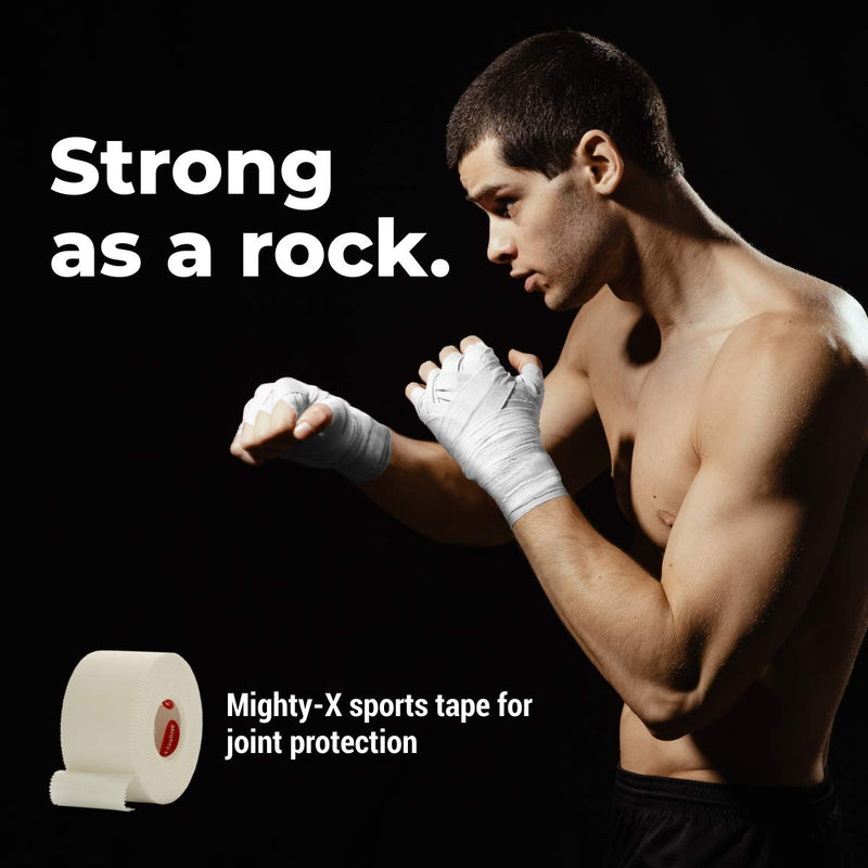 Mighty-X White Athletic Tape + PreWrap - 4 Pack - Easy to Tear with No Sticky Residue - Used as: Ankle Tape, Climbing Tape, Boxing Tape - Sports Tape Athletic - 1.5in x 45ft - BeesActive Australia