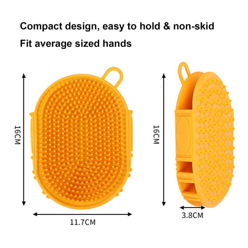 Ewinoom Dog Grooming Shampoo Brush, Pet Soothing Massage Rubber Bristles Curry Comb, Bath Gloves for Dogs and Cats Washing, Double-Sided Available, Yellow Yellow (Pack of 1) - BeesActive Australia
