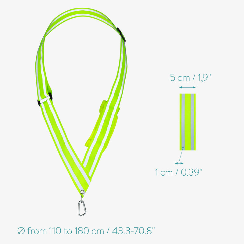 Navaris Reflective Sash - for Walking at Night, Cycling, Running - Safety Reflector Gear with Pocket and Carabiner Clip for Men and Women - Yellow - BeesActive Australia