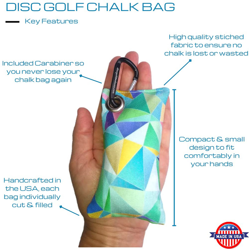 Disc Golf Chalk Bag | Attaches to Any Bag with a Carabiner | Better Than Rosin & Sawdust Bags | Improve Your Grip for Increased Consistency | Disc Golf Accessories for Men | Disc Golf Grip Enhancer Geometry - BeesActive Australia