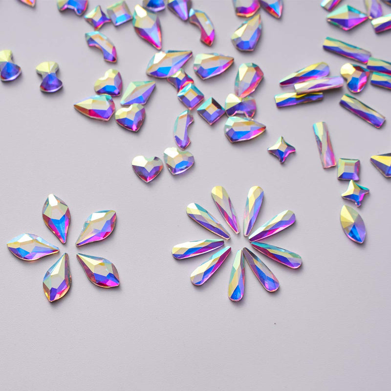 AB Diamonds for Nails Rhinestones, Multi 12 Shapes Flatback 3D Rhinestones for Nails Art Jewelry (240pcs) AB-240 nail gems - BeesActive Australia
