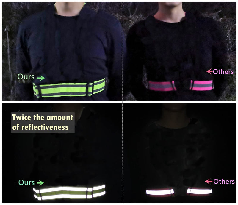 IDOU Reflective Running Gear,Reflective Bands for Arm/Wrist/Ankle/Leg,Biking Accessories for Women and Men Yellow - 1 Belt - L - BeesActive Australia