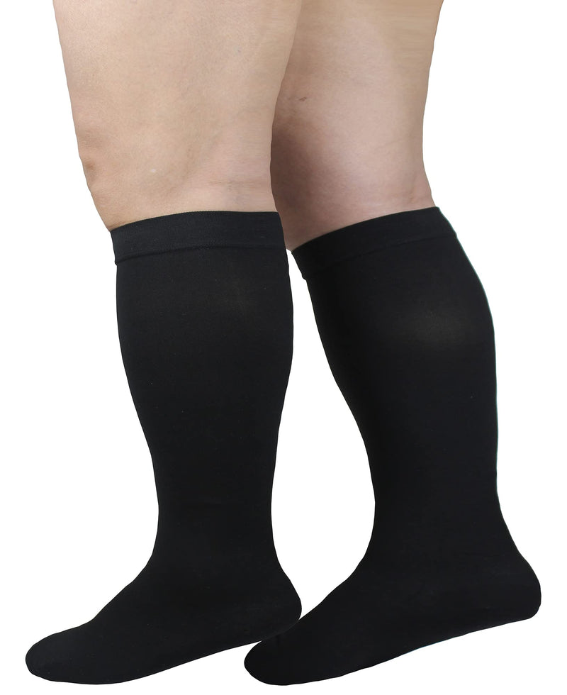 Compression Socks for Men and Women 20-30 mmHg Nursing Athletic Travel Flight Socks Shin Splints Knee High - Black L - BeesActive Australia