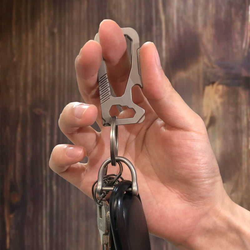 Toovem Titanium Keychain, Heavy Duty Multifunctional EDC Carabiner Key Chain with Bottle Opener, Car Fob Key Clip Holder with Anti-Lost D Ring & 2 Key Rings Gift for Men Women - BeesActive Australia