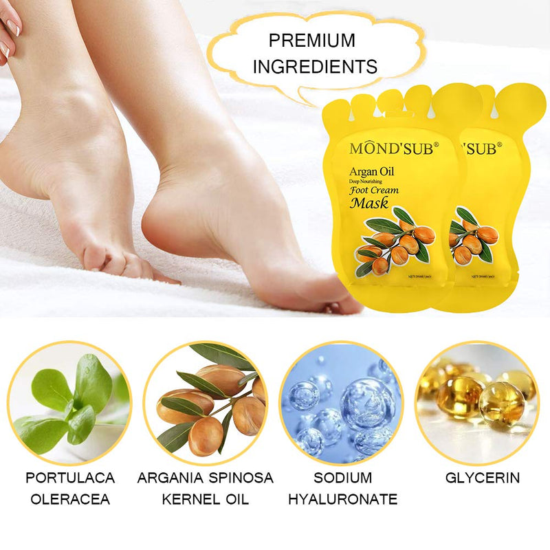 Argan Oil Foot Mask, Hydrating feet Mask,Deep Conditioning Mask, Intense Repair for Those with Dry, Callus, Chap, Darkness and Pigmentation, Best Foot Hydration Treatment Masque- Men Women(5pairs) Argan Oil - BeesActive Australia