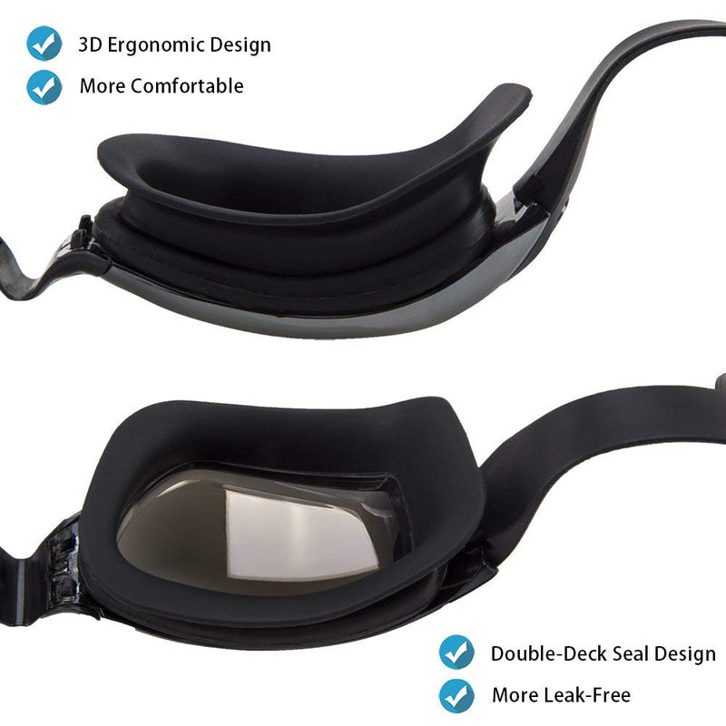 ASEEBY Swimming Goggles Anti Fog No Leaking UV Protection with Ear Plugs for Men and Women Black - BeesActive Australia