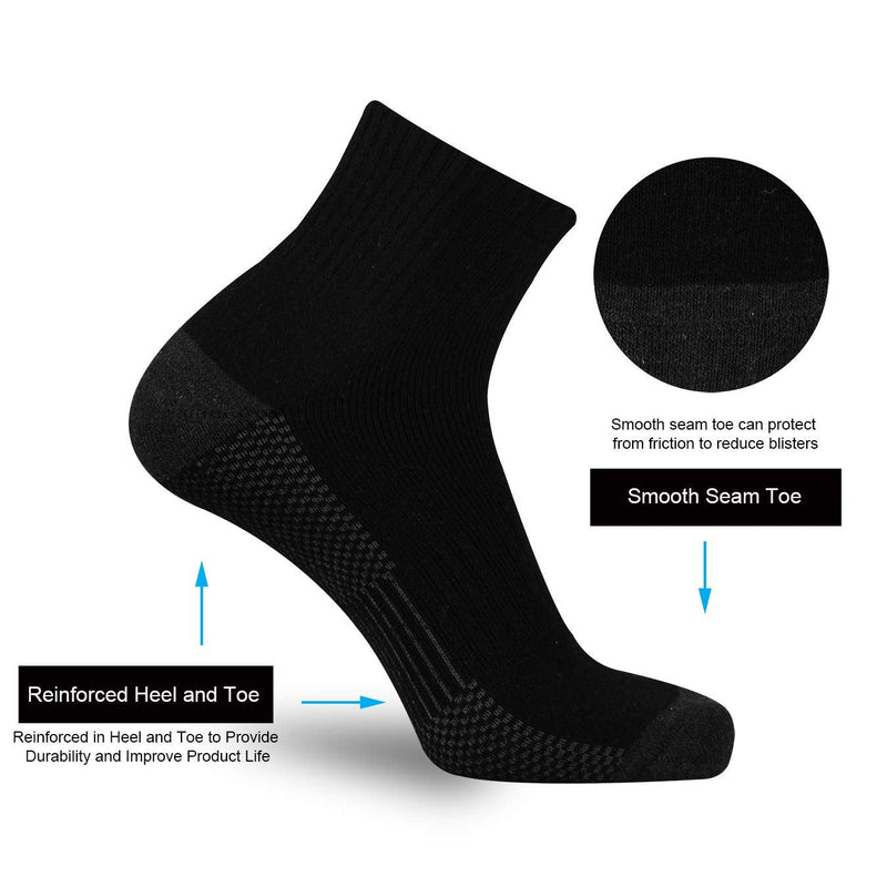 ONKE Cotton Ankle Low Cut Socks for Men Athletic Sports Work Outdoor with Full Thick Cushion Moisture Control Sweat Wicking Black2 10 Pairs 10-13 - BeesActive Australia