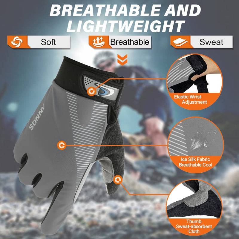 FUDOSAN Cycling Gloves Touchscreen Ultimate Frisbee Gloves Non-Slip Flexible Thin Workout Gloves Grey Small - BeesActive Australia