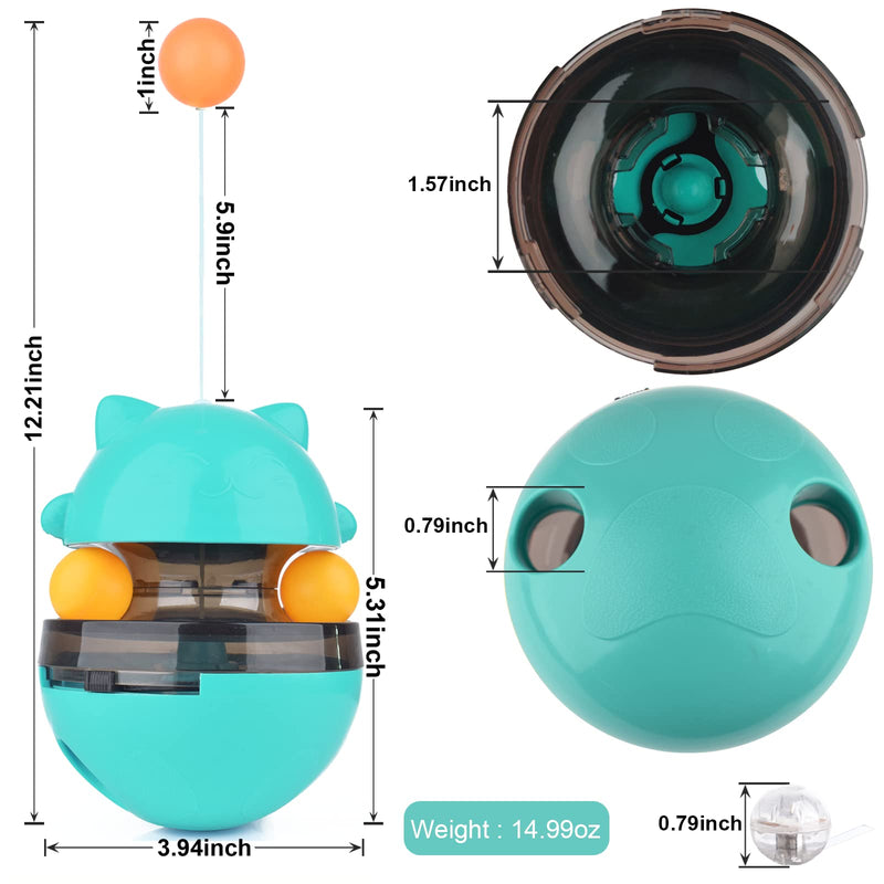 Cdycam Dog Treat Ball Treat Dispensing Interactive Dog Toys for Dogs, Wobble Wag Talking Ball Giggle Squeaky Dog Puzzle Toy for Boredom Slow Feeder cat food dispenser toy lake blue - BeesActive Australia
