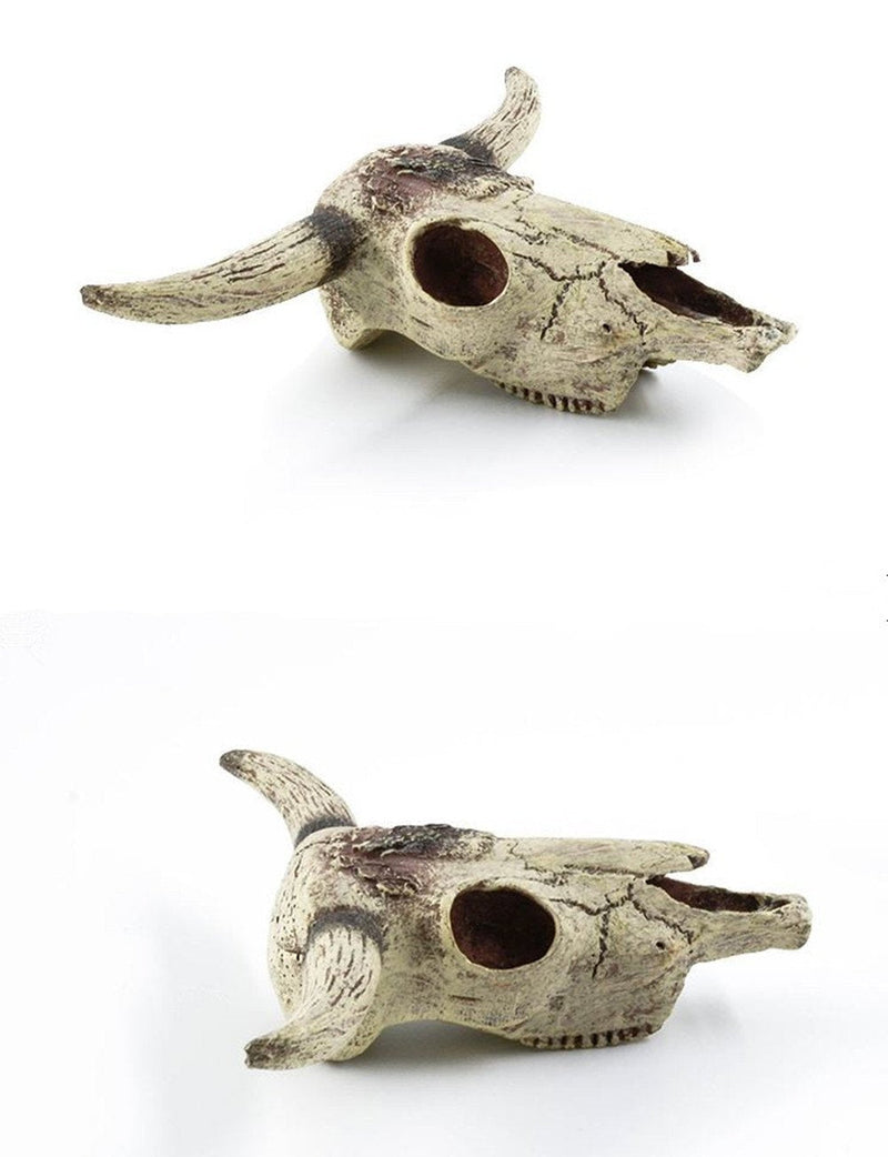 Leoyoubei Aquarium Decoration, Fish Tank Small Skull,Fish Turtle Hidden, Bonsai beautification. Cave Landscape Pet Reptile House Shrimps & Snails Love Them (Cattle Skull) - BeesActive Australia