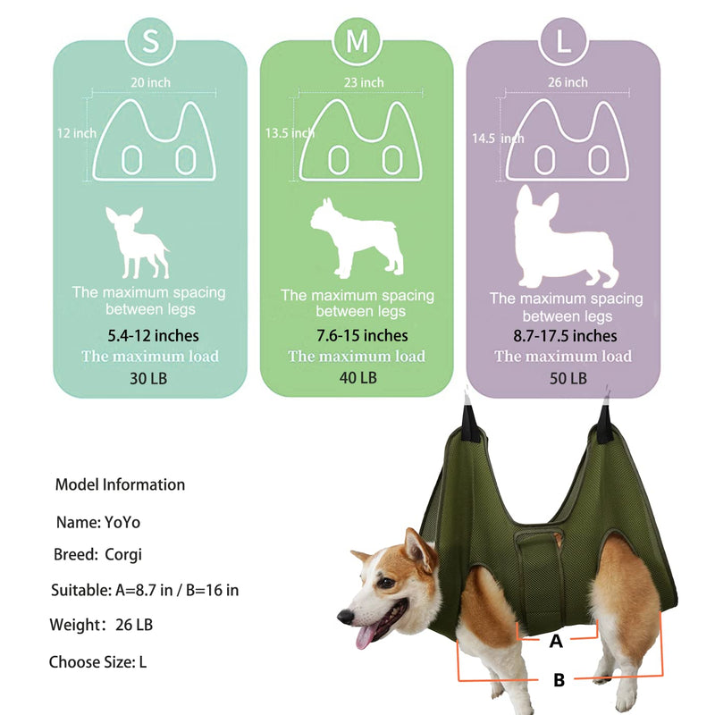 Mklhgty Pet Dog Grooming Hammock Harness for Cats & Dogs, Breathable Dog Grooming Helper for Trimming Nail and Ear/Eye Care,with Dog Nail Clippers, Free Nail File Medium Green - BeesActive Australia