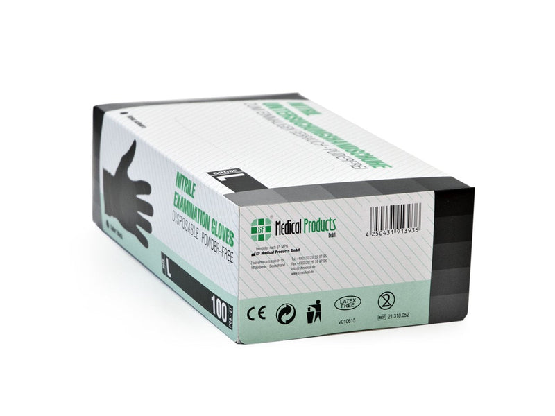 Nitrile Gloves 100 Pieces Box (L, Black) Disposable Examination Gloves, Powder Free, Latex Free, Non Sterile, Medical, Tattoo, Gloves, Single Use - BeesActive Australia