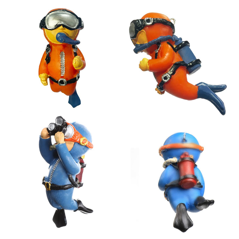 SUPTEC 2-Pack Fish Tank Decorations Cute Little Diver Aquarium Decoration Floating Aquarium Accessories Fish Playmate for Fish Tank Suitable for All Kinds of Fish and Fish Tanks Swimming Pool Blue and Orange - BeesActive Australia