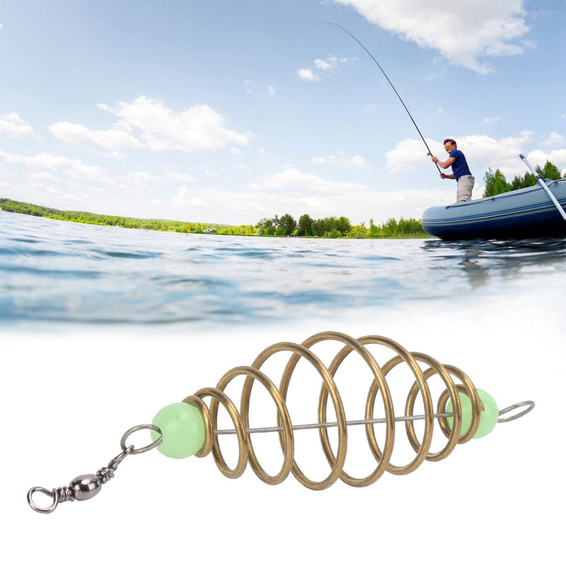 Alomejor 20PCS Fishing Feeder Bait Cage, Olive Shape Spring Fishing Feeder Bait Cage Holder with Pendant Bead - BeesActive Australia