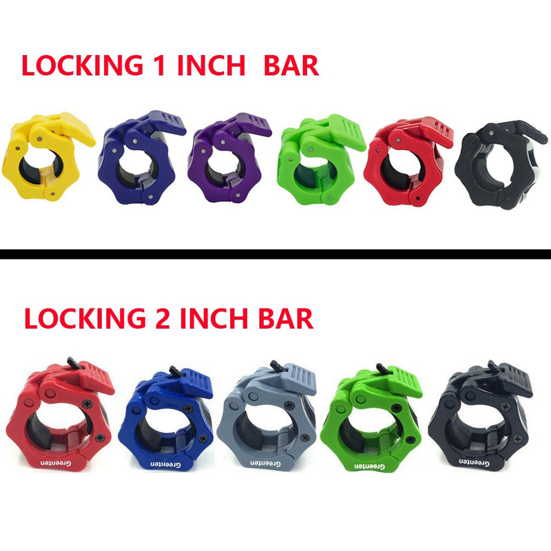 Greententljs 1 Inch Barbell Clamps - Quick Release Pair of Locking 1'' Diameter Standard Bar Weight Plates Collar Clips for Workout Weightlifting Fitness Training Bodybuilding Black1 - BeesActive Australia