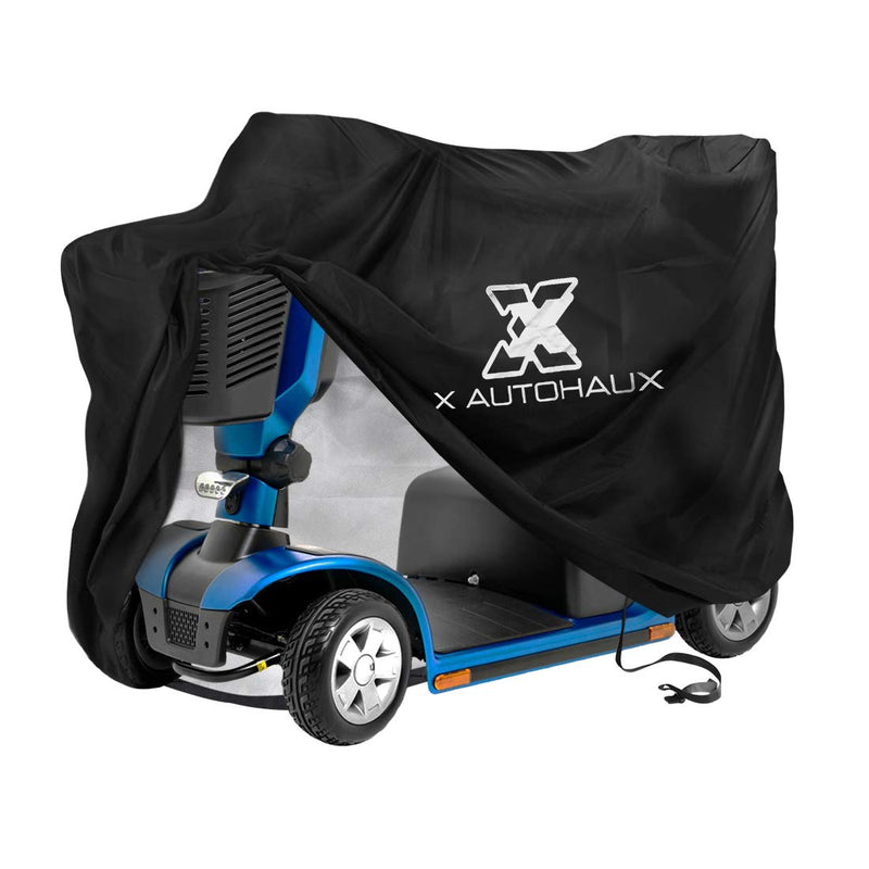 X AUTOHAUX Motorbike Mobility Scooter Cover 190T Polyester Storage Cover Black 55x26x36 inch - BeesActive Australia