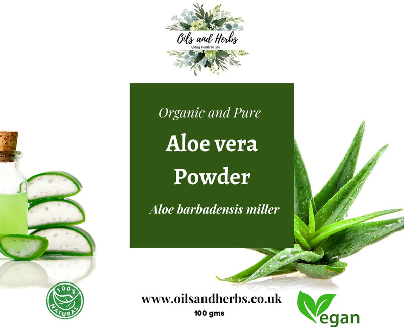 Oils and Herbs UK Clean Organic Aleovera Powder - Aloe barbadensis Miller -100% Pure and Natural (100) 100 g (Pack of 1) - BeesActive Australia