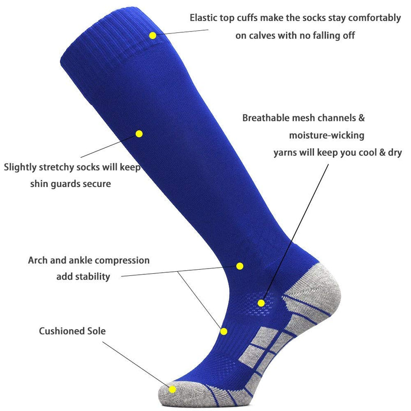 [AUSTRALIA] - CWVLC Soccer Socks (1/3/5 pairs) Team Sport Knee High Socks for Adult Youth Kids 1-pair Blue X-Small 