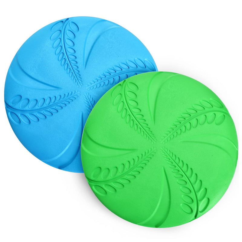 2 Pack Dog Flying Disc, Nobleza Flexible Floatable Dog Disc Toy for Long-Distance Flies and Floats, Lightweight Soft Flying Discs Toy for Small Medium Large Dogs to Fetch & Catch, Blue & Green - BeesActive Australia