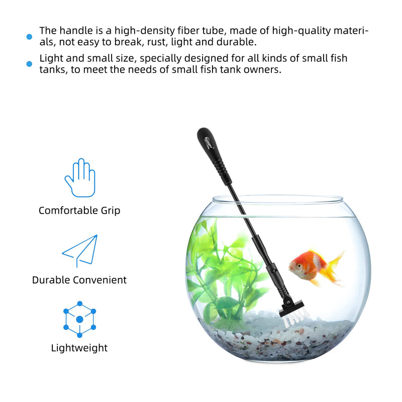 hygger Small Fish Tank Cleaner, Aquarium Cleaning Tools Kit with Telescopic Handle, Seaweed Scraper, Fishing Net, Sponge Brush,Wall Brush (S) S - BeesActive Australia