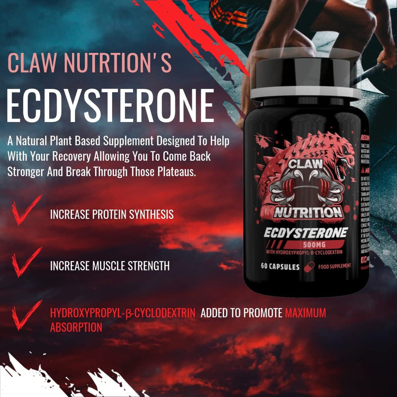 Claw Nutrition Ecdysterone Pro 500MG Complexed with Hydroxypropyl-β-Cyclodextrin for Enhanced Bioavailability - BeesActive Australia