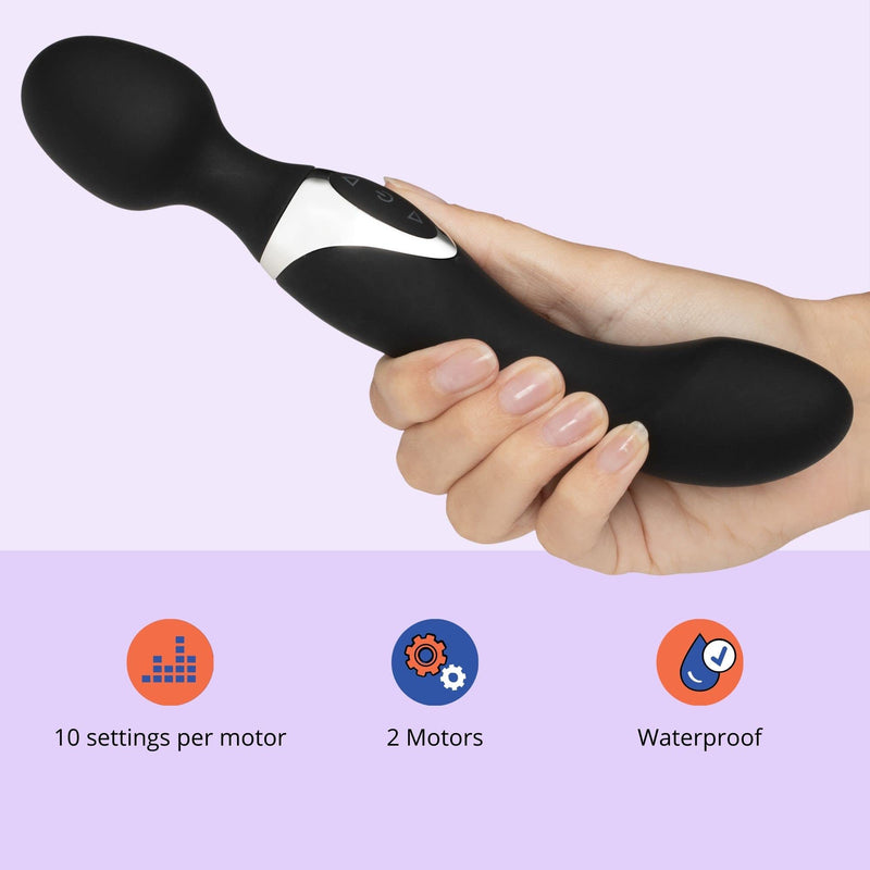 Sinful Magic Wand Vibrator - Curvy Double Pleasure Wand Vibrator - Rechargeable Massage Wand Sex - Waterproof and Powerful Sex Wand - 2 Motors with 10 Modes Each - Vibrator Wand for Women and Couples - BeesActive Australia