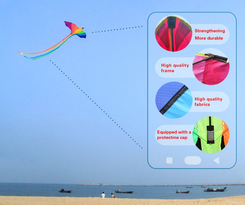 [AUSTRALIA] - HENGDA KITE-Strong Phoenix with Long Colorful Tail!Huge Beginner Phoenix Kites for Kids and Adults 74-Inch Come with String and Handle 