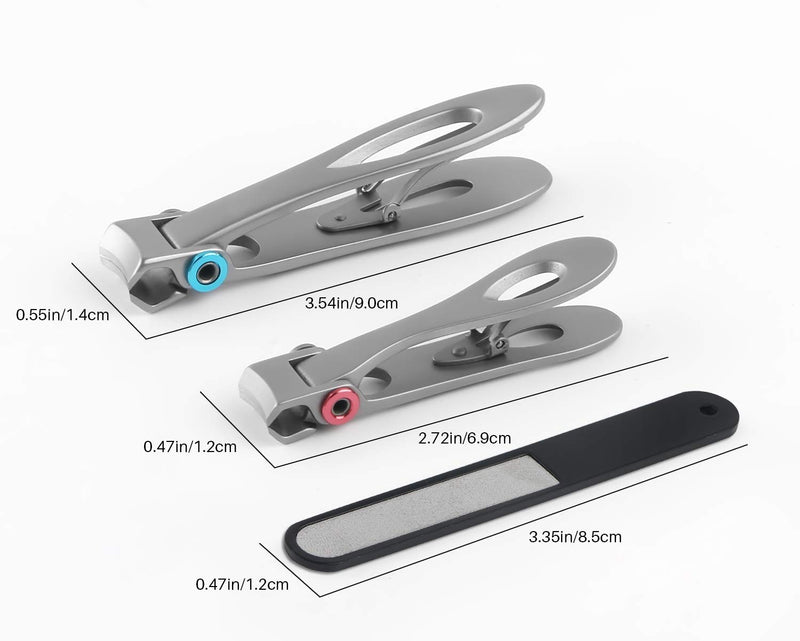 Fingernail and Toenail Clippers Set 15mm Wide Jaw Opening Nail Clippers for Thick Nails Large and Small Sizes Stainless Steel Sharp Nail Cutter with Nail File for Men and Women 3PCS (Silver) Silver - BeesActive Australia