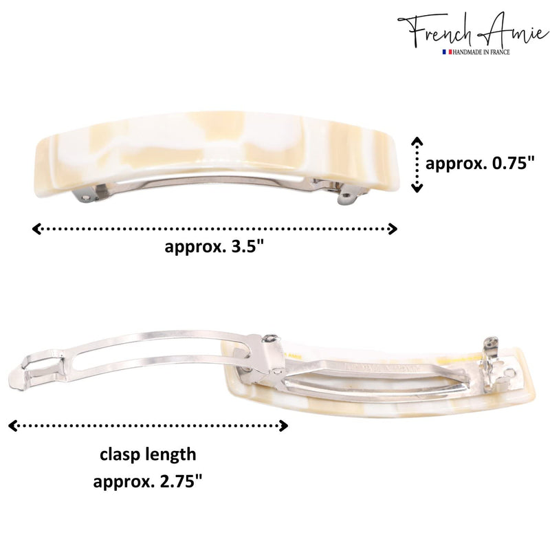 French Amie Oblong Handmade 3.5" Celluloid Automatic Hair Clip Barrette Hair Clip for Girls Strong Hold Hair Clips for Women No Slip Durable Paris Hair Accessories, Made in France (Cream Nouget) Cream Nouget - BeesActive Australia